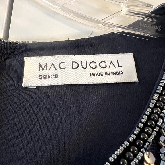 Mac Duggal 9180 Beaded Cape Gown Midnight Blue Formal Dress Size 18 NWT - Picture 4 of 6